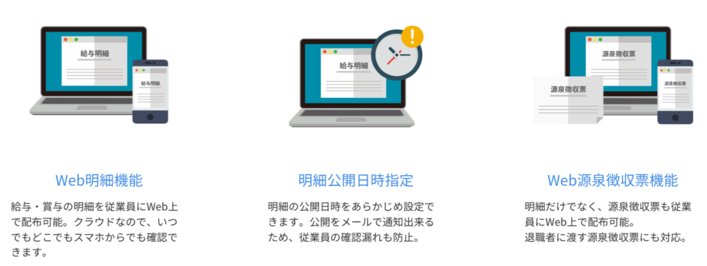 Web上で自分の明細や源泉徴収票を確認できる