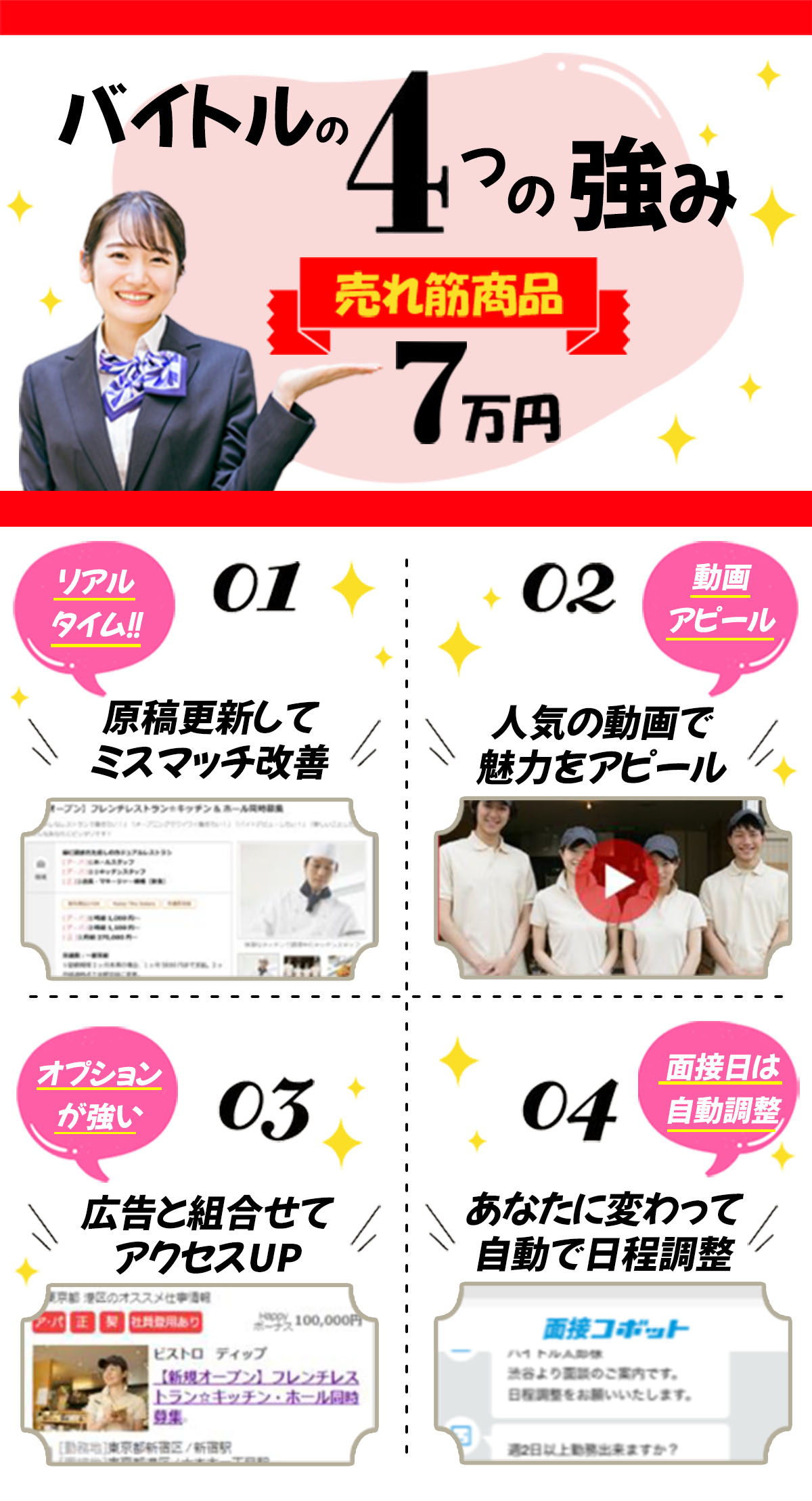 バイトル4つの強みと売れ筋料金